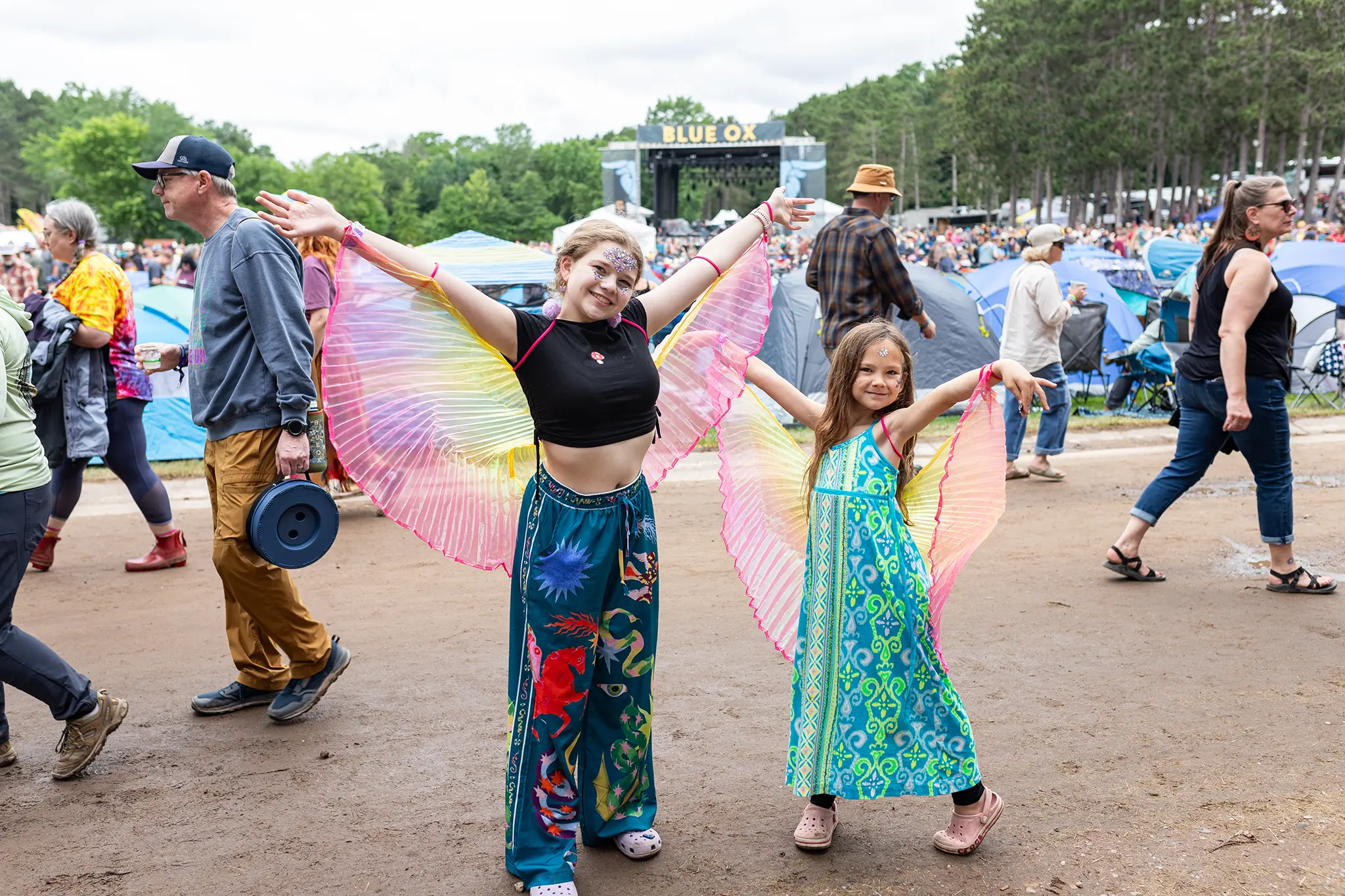 two young girls in costumes at blue ox music festival